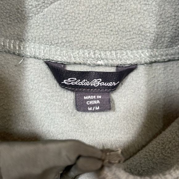 Eddie Bauer Fleece Jacket Full Zip Pockets Medium M Green EUC - Picture 8 of 12